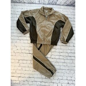 DAC Performance 90s Windbreaker Pant Set Hip Hop Beige Brown Size Med Fits Small